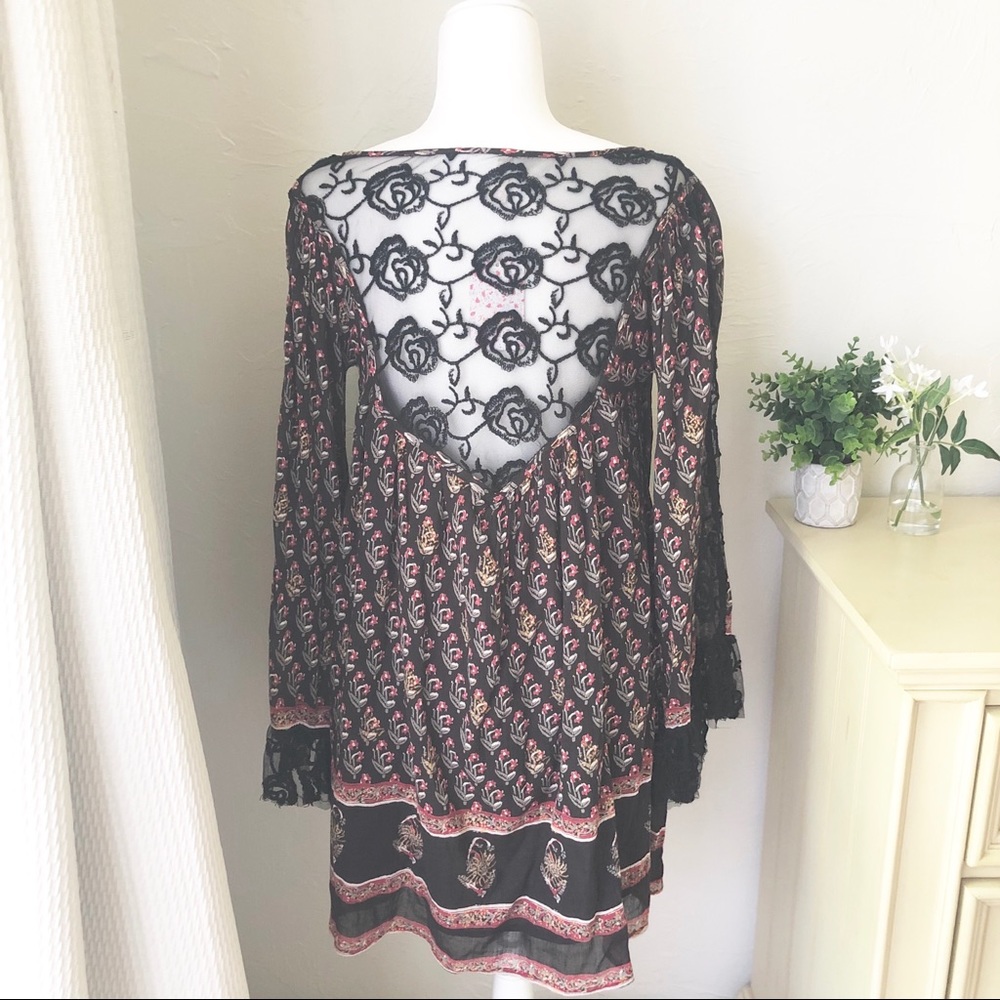 Free People || Black with Lace Nomad Child Casual Dress - Picture 5 of 8